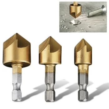 

3x Kit 1/4 Hex Shank Chamfer Deburr Countersink Wood Plastic Drilling Hole Saw