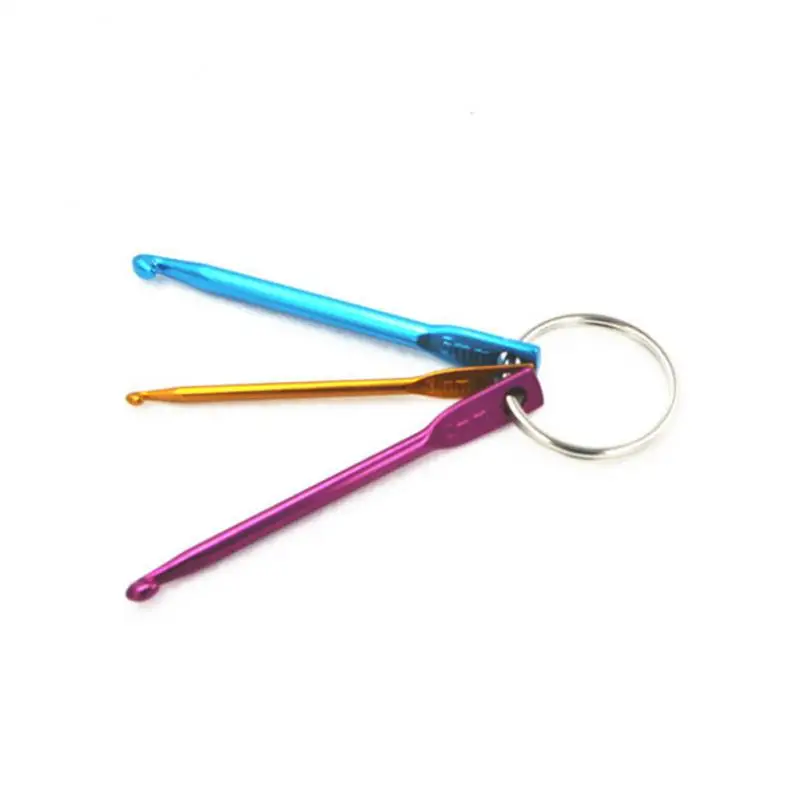 3 in 1 Keychain Hooks DIY Multicolour Crafts Knitting Needles Mini Aluminum Crochet Hook Needles Set Home Supplies