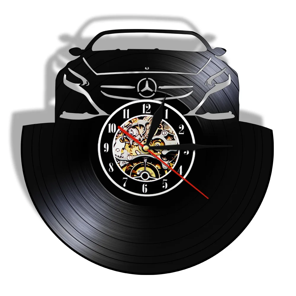

Car Automotive Wall Clock Made Of Real Vinyl Record Retro Classic Car Living Room Interior Decor Vintage Album Laser Cut Clock