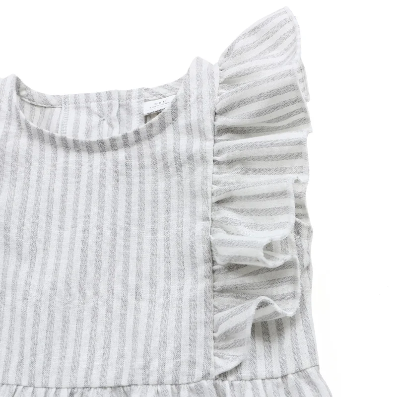 Kaiya Angel/Лидер продаж; Одежда для маленьких девочек; Roupa de bebes; одежда в полоску для малышей; летние комбинезоны без рукавов с оборками; NB-24M; 10 шт./лот