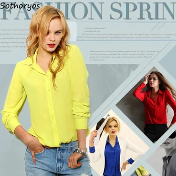 

Shirts Women Solid Long Sleeve Single Breasted Soft Womens All-match Simple Trendy European Style Shirt Elegant Leisure Chic