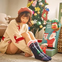 Зимние удобные рождественские хлопчатобумажные носки, короткие носки с принтом, рождественские носки для женщин и мужчин, skarpetki