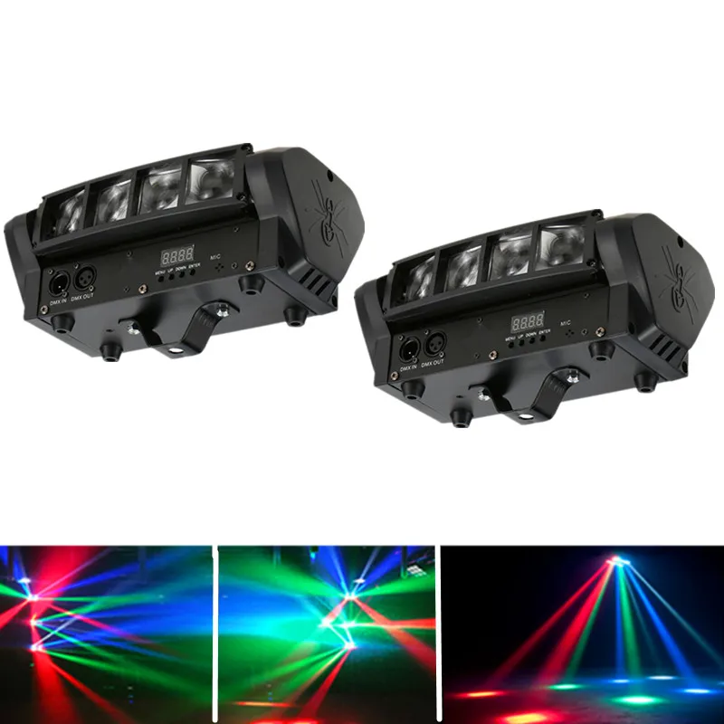 

2pcs/lot 8X10W Mini LED Spider Light DJ Disco Lighting DMX512 RGBW Beam Effect LED Stage Moving Head Lighting Home Party Lamp