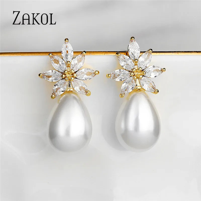 ZAKOL новые модные жемчужные серьги-гвоздики для женщин женские Роскошные AAA