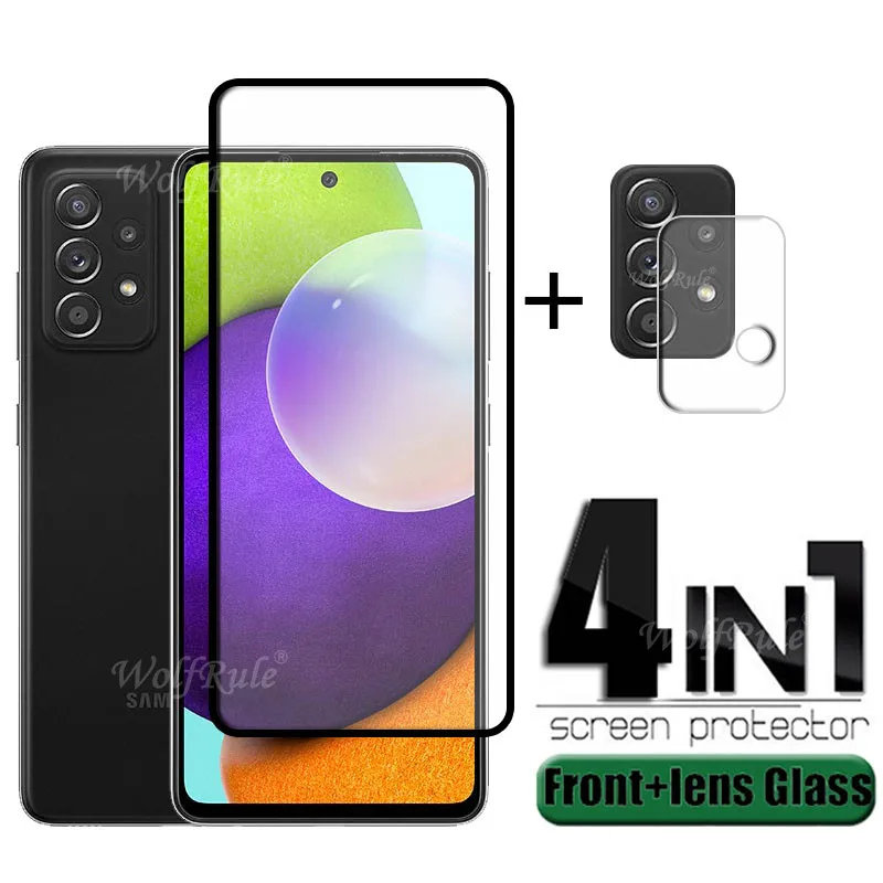 phone protector 4-in-1 For Samsung Galaxy A52 Glass For Samsung A52 Tempered Glass Screen Protector For Samsung A53 A51 A71 A72 A52 Lens Glass best screen guard for mobile