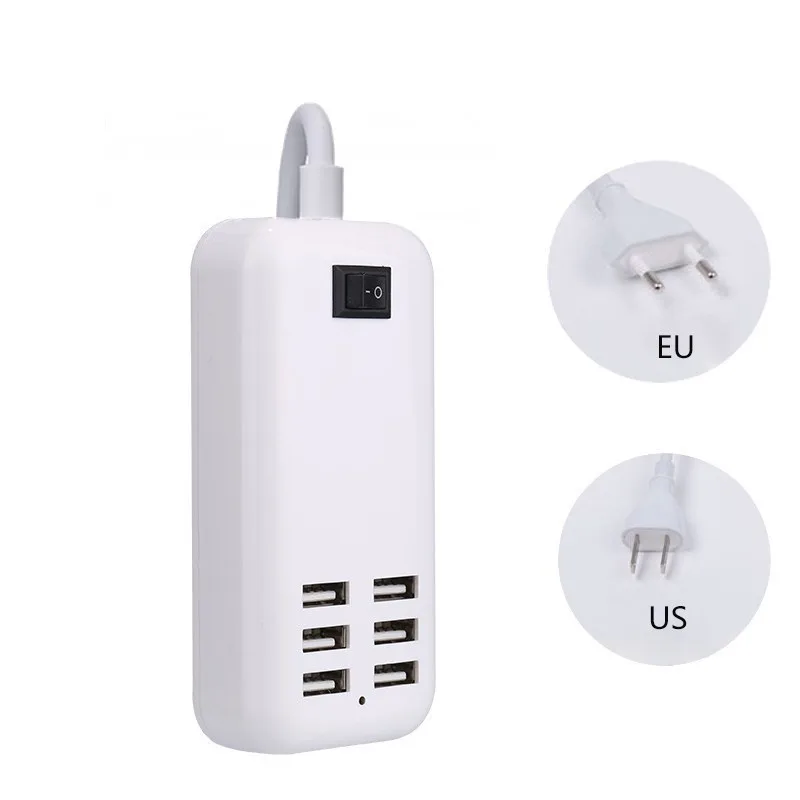 

6 USB EU/US 3A Plug Wall Socket Dock Fast Charging Extension Power Adapter for Cell Phone Tablet Good USB Charger HUB 6 Ports