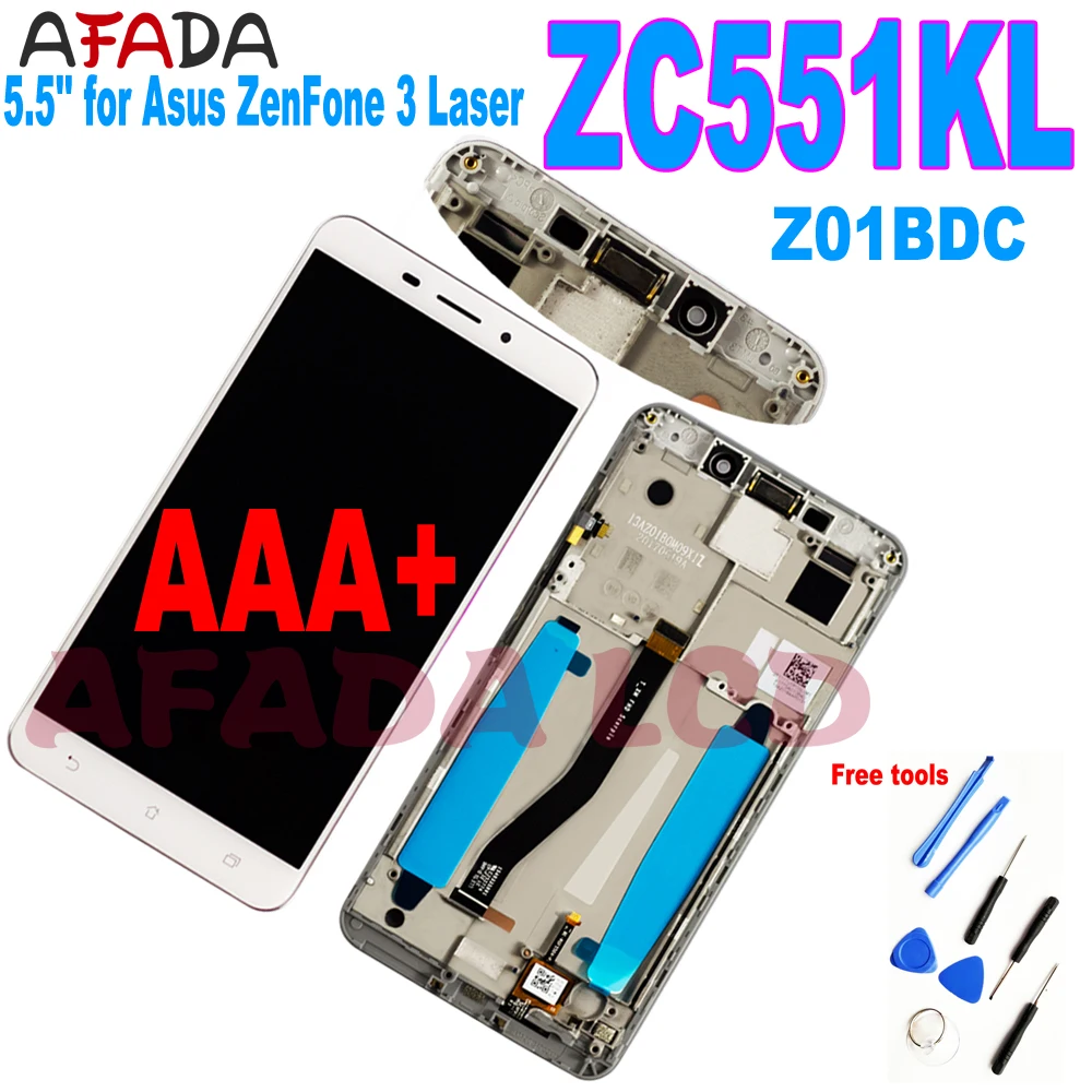 5.5 ''Per Asus Zenfone 3 Laser Zc551Kl Z01Bdc Display Lcd Touch Screen Digitizer Assembly Con Sostituzione Lcd Del Telaio