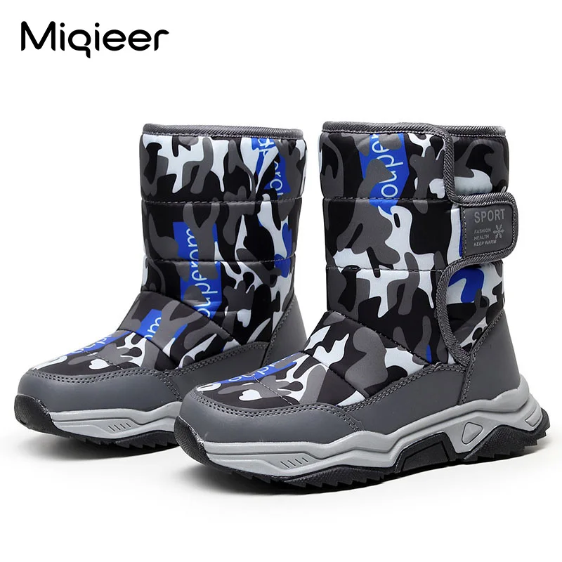 2021 Winter Children Snow Boots With Non-Slip Buckle Boys Girls Kids Waterproof Warm Plush Outdoor Casual Platform Rain Shoes