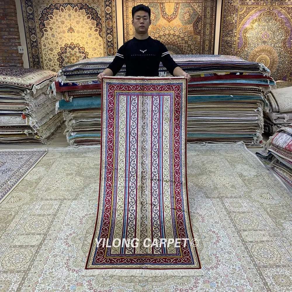 Yilong 2,5 'x6 'Восточный коврик-дорожка ручной работы шелковый ковер для прихожей(HF335B
