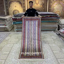 Yilong 2,5 'x6 'Восточный коврик-дорожка ручной работы шелковый ковер для прихожей(HF335B