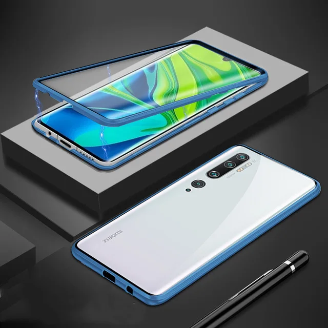 Магнитный чехол для Xiao mi Note 10 Pro чехол 360 ° полная защита для Xiaomi mi Note10 CC9 Pro CC 9Pro чехлы с закаленным стеклом - Цвет: blue