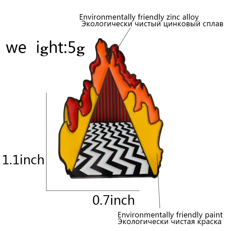 Дуги Джонс Твин Пикс брошь Пламя Красный дом номер тайна мощность двойной пик эмаль значок для рюкзака друзья подарок брошь