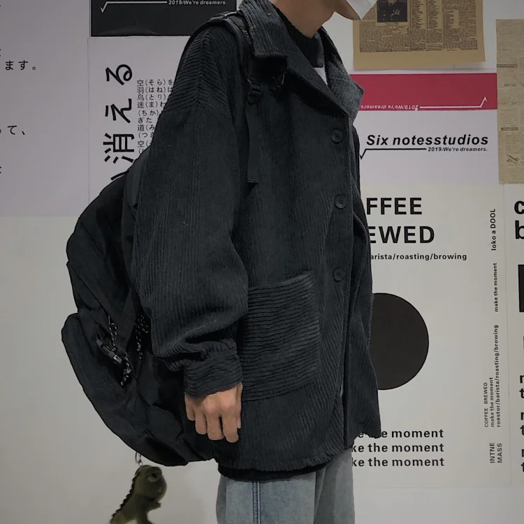 Harajuku уличная одежда для женщин и мужчин, большие размеры, с карманами, на пуговицах, с лацканами, вельветовое пальто, куртка, зима, осень, Blusas, топ, корейский, японский