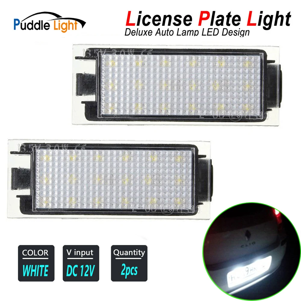 

2 Pcs LED Number License Plate Light for Renault Espace 5 Scenic II III Megane Master Clio MK 2 3 4 CC Twingo Vel Satis Wind E4M