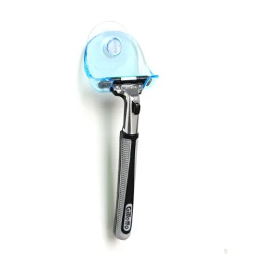 1Pcs Clear Blue Plastic Super Suction Cup Razor Rack Bathroom Razor Holder Suction Cup Shaver