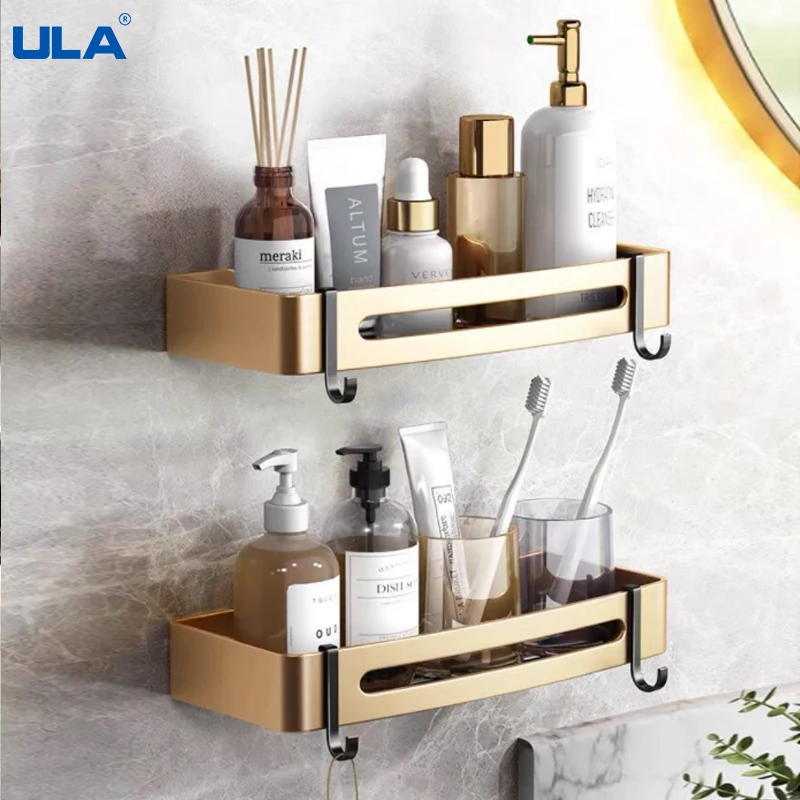 Ula Goldenes Badezimmerregal Für Dusche, Shampoo, Seife, Kosmetik, Regale, Haken Badezimmerzubehör, Regalhalter, Seifenschale