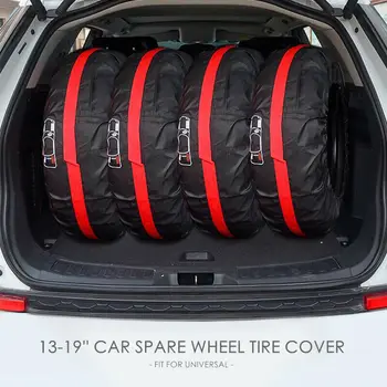 

Universal 4Pcs 13-19" Car SUV Spare Wheel Tyre Tire Cover Carry Tote Storage Bag
