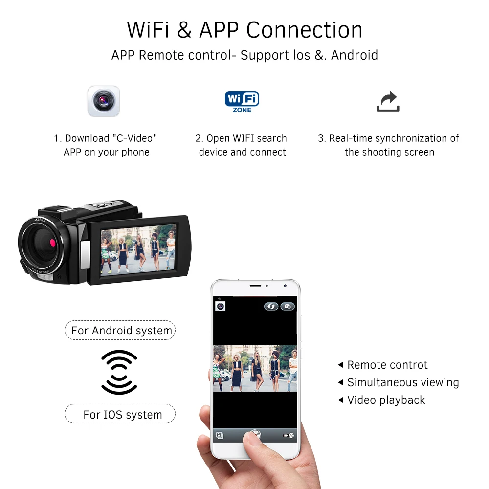 WiFi цифровая видеокамера DV рекордер 24MP 16X цифровой зум сенсорный экран с микрофоном lcd сенсорный экран