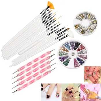 

Multicolor Nail Art Sticker with 20pcs Painting Polish Brush and Dotting Pen Tool Set DIY Nail Materials