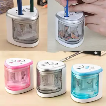 

Automatic Pencil Sharpener Double Hole Electric Pencil Planer Battery Pencil Sharpener With Safety Lock Student School Supply
