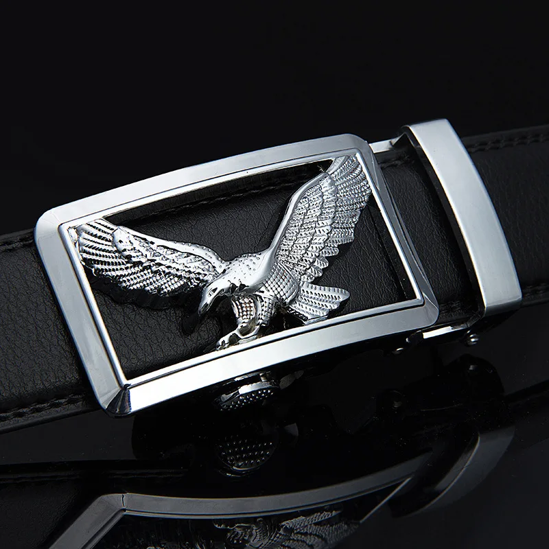 KWD Luxury Gold Eagle Metal Automatic Buckle Waist Belt Designer Belts Men's High Quality Cow Genui