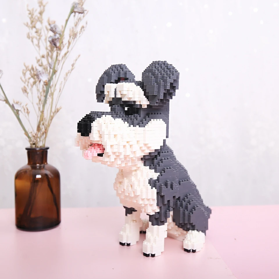 Balody16049 Schnauzer Grey Dog Pet Animal DIY Diamond Mini Building Block Toy 