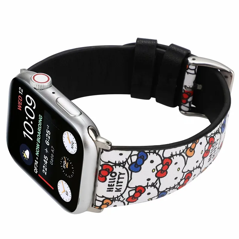 Обувь из натуральной кожи с рисунком ремешок для наручных часов Apple Watch, версии 4 спортивные сменный Браслет аксессуары 40/44/42/38 мм для