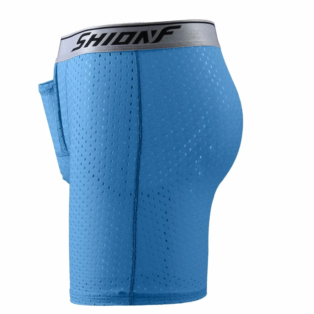 Ice silk 3D высокие гибкие удобные стильные мужские супер тонкие карманные трусы боксеры шорты Нижнее белье быстросохнущие прохладные темно-синие 1117