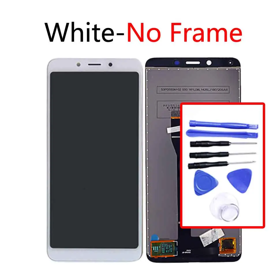 White-No frame 5,4" для Xiaomi Redmi 6 Redmi6, сенсорный экран, дигитайзер, ЖК-рамка в сборе, замена для Redmi 6A, ЖК-дисплей 1440*720 - Цвет: White-No frame