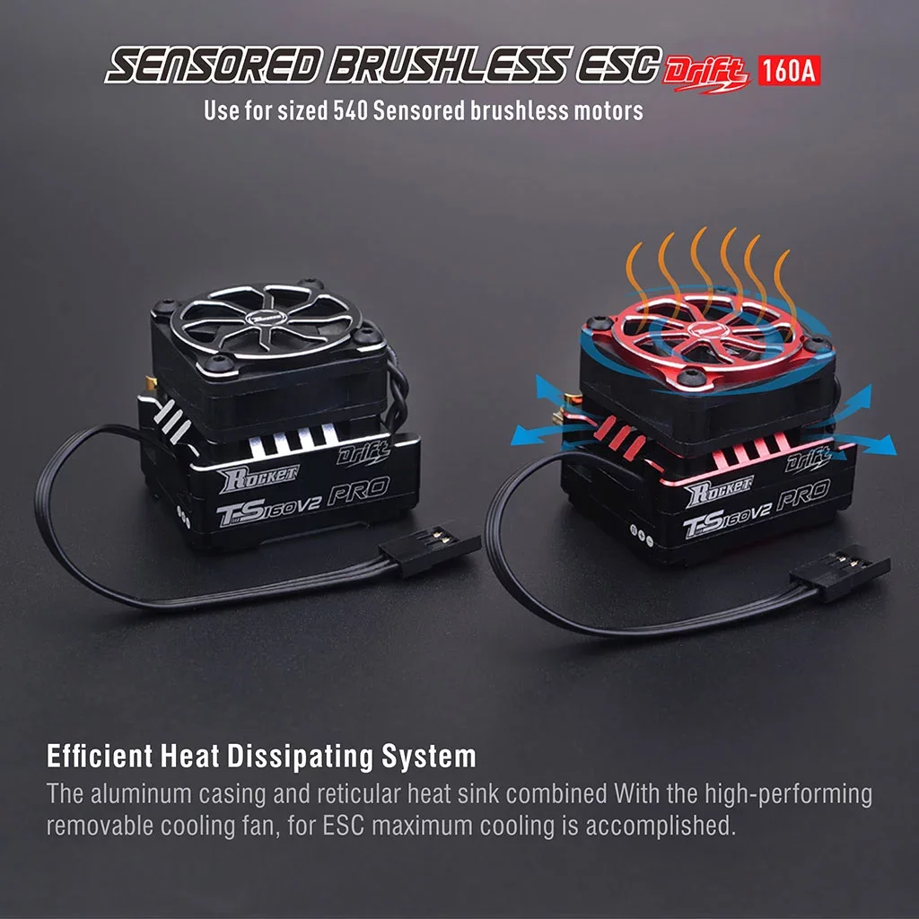 China Factory Surpass Hobby Rocket DRIFT Pro TS160Amp Brushless Speed Controller Sensored for 1/10 Competition racing cars