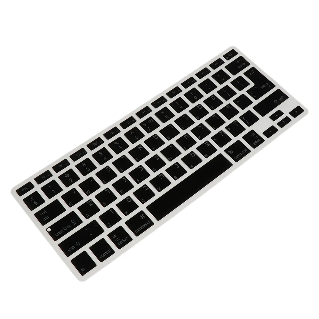 Hebrew English Characters Dustproof Keyboard Cover Skin for MacBook Black