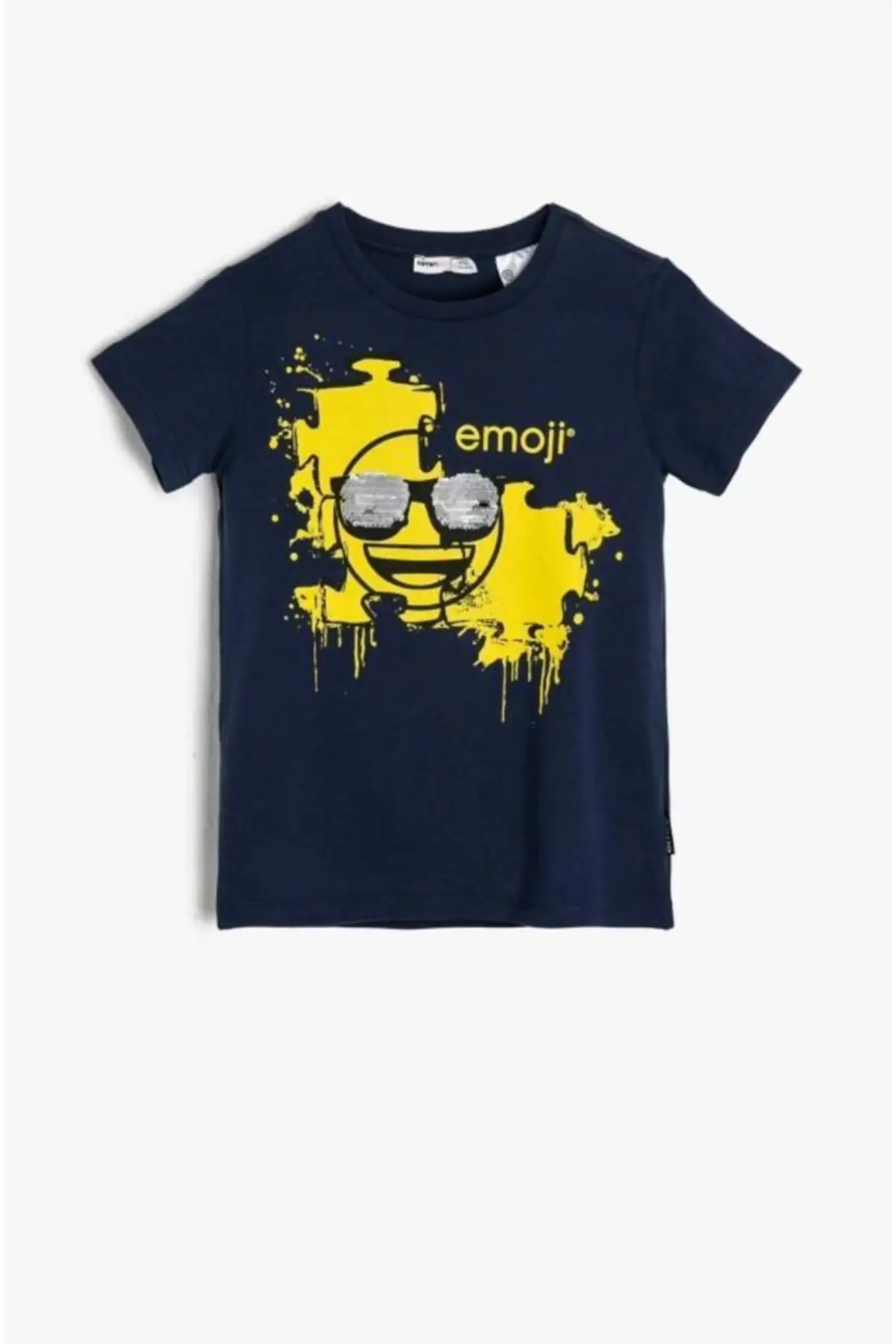 Детская синяя футболка с принтом Emoji для мальчиков Koton | Мужская одежда