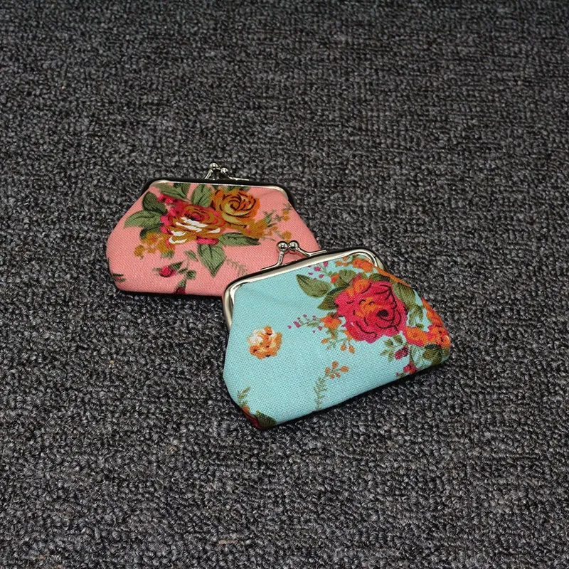 4 шт. женский холщовый кошелек с цветочным рисунком для монет, клатч, кошелек