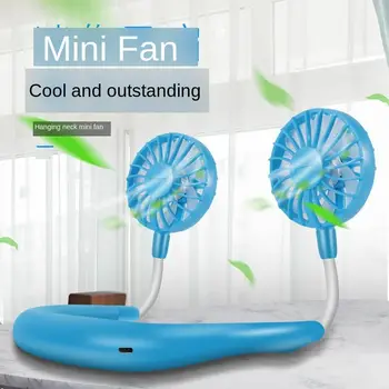 

Summer Cooler Neckband Fans With USB Rechargeable Hands-Free Fans Operated Dual Wind Head 3 Speed Adjustable Fan