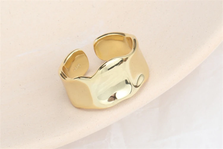 Персонализированные глянцевые Регулируемые кольца для женщин, золотые кольца для девушек, 925, солидный серебристый неправильной формы, большие кольца, крутые подарки, ювелирные изделия