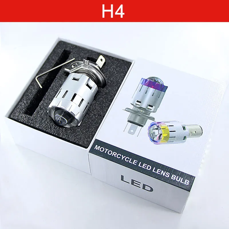 1 шт. лампы для фар мотоцикла Hi Lo аксессуары скутера H4 Mini Bi LED объектив Moto 4800LM