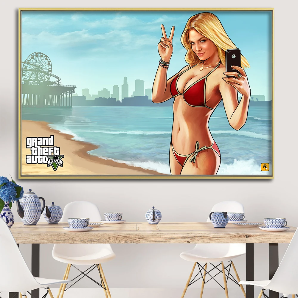 Grand Theft Auto V видео игра GTA 5 печать постер настенная живопись холст для гостиной