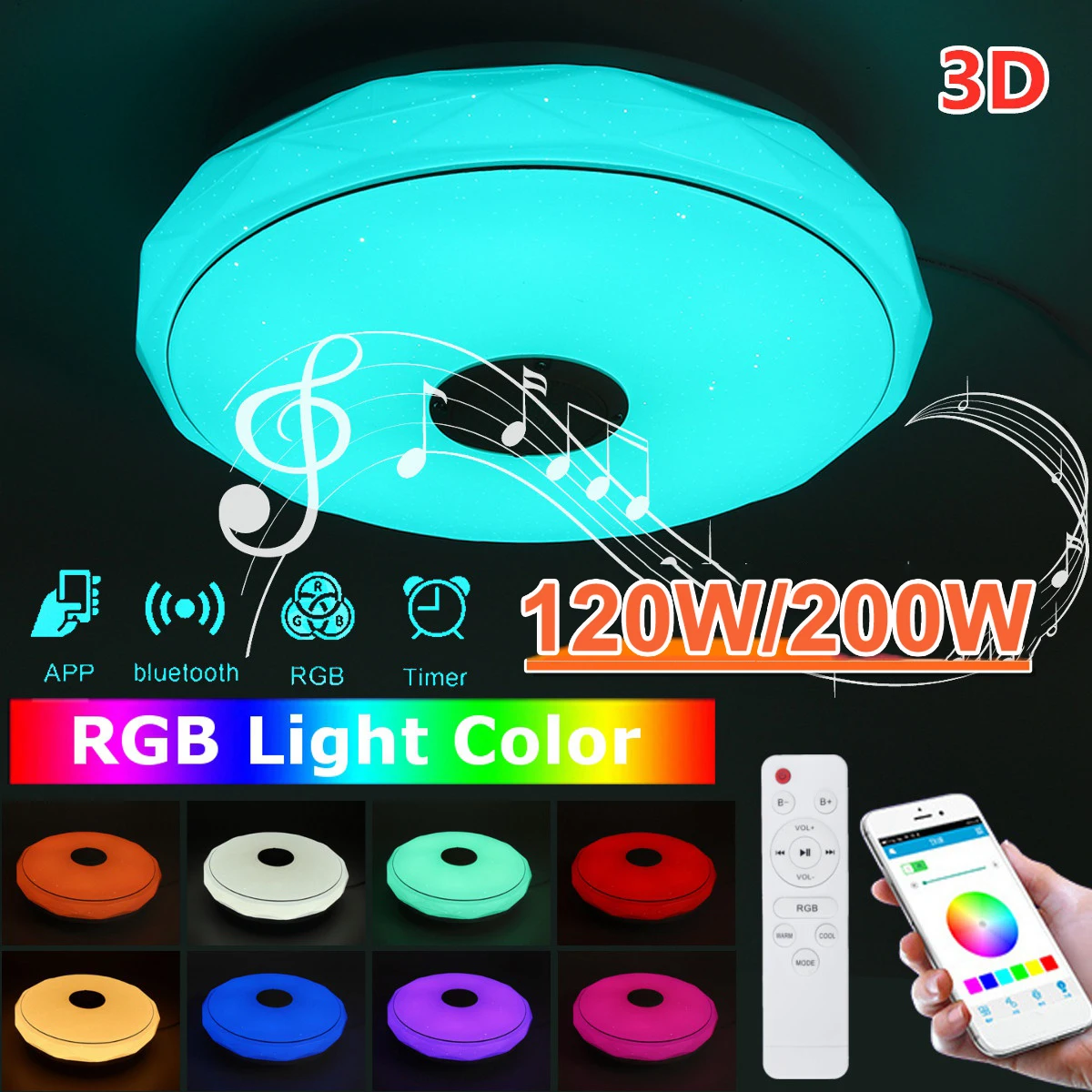 Современный потолочный светодиодный RGB светильник лампа для дома