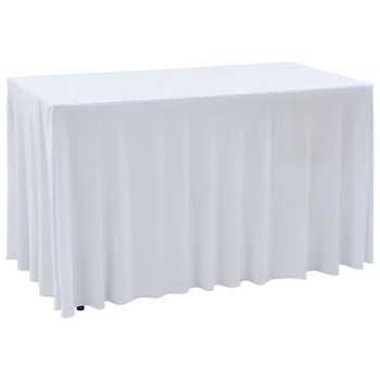 

2 pcs of stretch tablecloths with border 120 x 60.5 x 74 cm White Classic Removable Anti-dirty Tablecloths for Banquet
