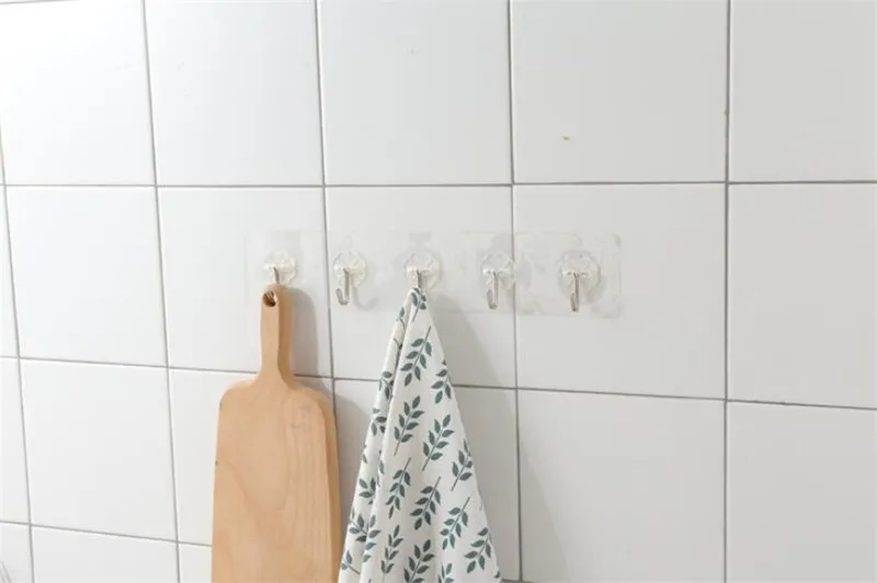 5pcs Transparent Sucker Hook Strong Suction Cup Sucker Wall Hooks Hanger For Kitchen Bathroom 6*6cm