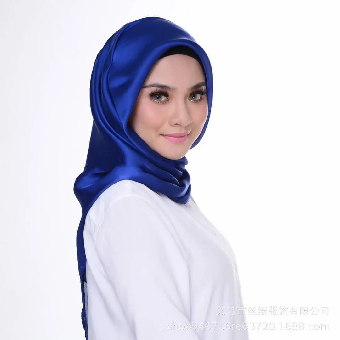 Малайзийский атласная шарф-снуд на голову, хиджаб исламский простой шаль на голову одежда арабский головной убор хиджаб femme musulman