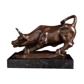 

Wall Street Bull Statue Hot Cast Bronze Famous Sculpture Stock Market Charging Art Office Home Decor