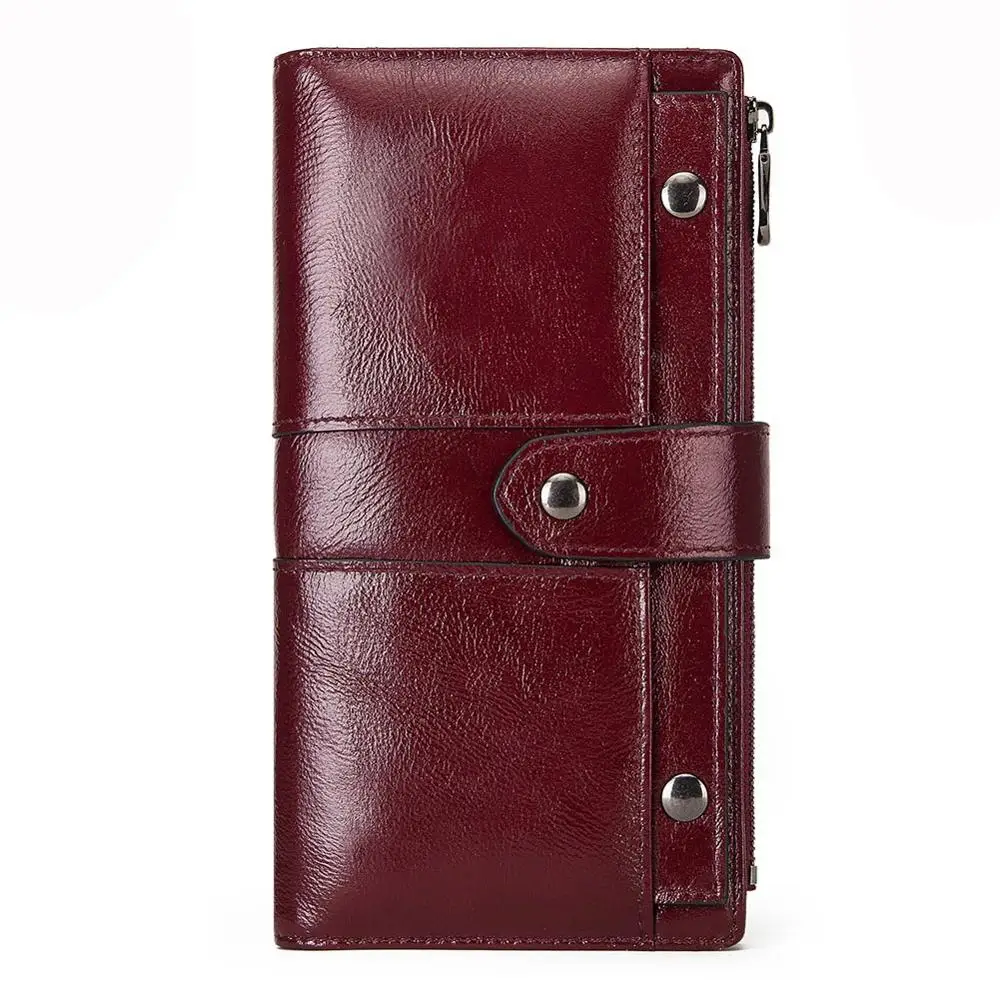 Women Clutch Wallet Genuine Leather Female Coin Purse Wallet Rfid Long Women Cell Phone Pocket Purses Card Holder For Money Bag