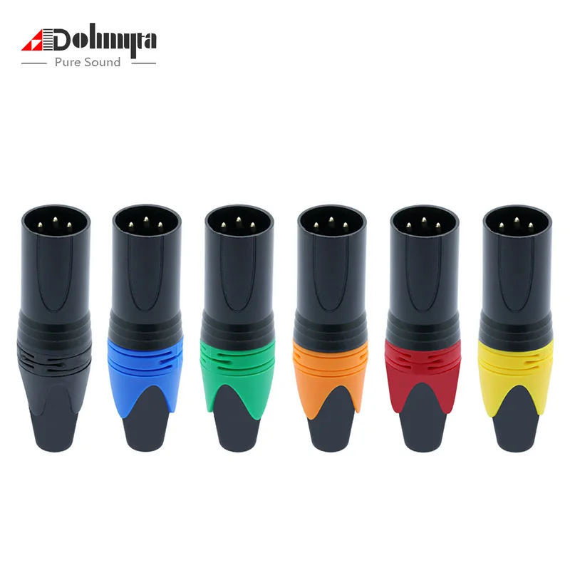 

XLR Male 3 Pin Audio Microphone Cable Connector 4Pcs DIY Solder Type Metal Material Audio Signal Plug