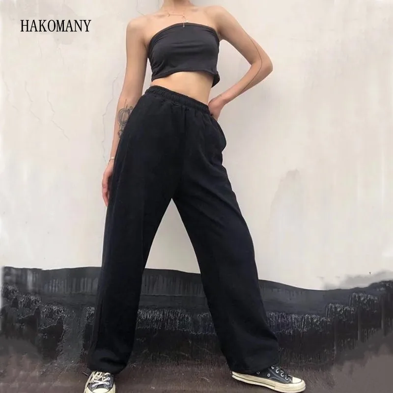 Women Joggers Leisure Pants Streetwear Drawstring Elastic Waist Wide Leg Pants Cool Girl Adjust Cuff Casual Sport Trousers
