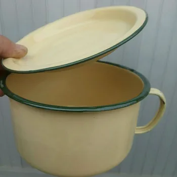 

Old-fashioned enamel rice bowl and rice bowl lunch box Nostalgic classic enamel cup Instant noodle cup fast food cup with lid
