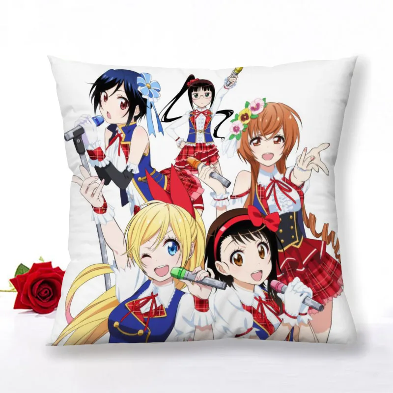 

Custom Nisekoi Anime Zipper Pillowcase Home Decoration Satin Fabric Square Pillowcase 40x40cm 60x60cm Bedroom Pillow Cover 1.15