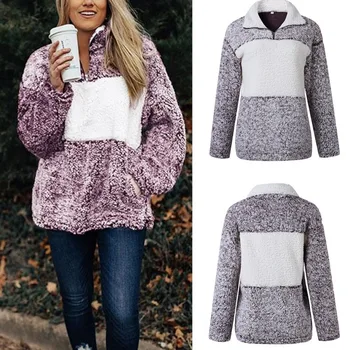 

Winter Women Coat Hoodie Sweatshirt Long Sleeve Zipper Casual Warm Winter Autumn Loose Tops