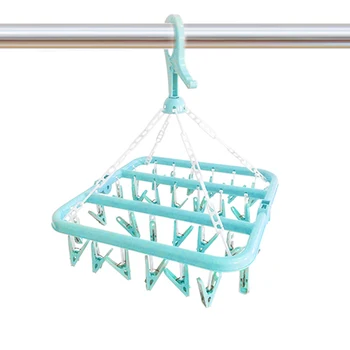 

32 Clip Plastic Underwear Sock Hanger Clothes Towel Dryer Laundry Organizer Rack 360 Degree Flexible Rotation