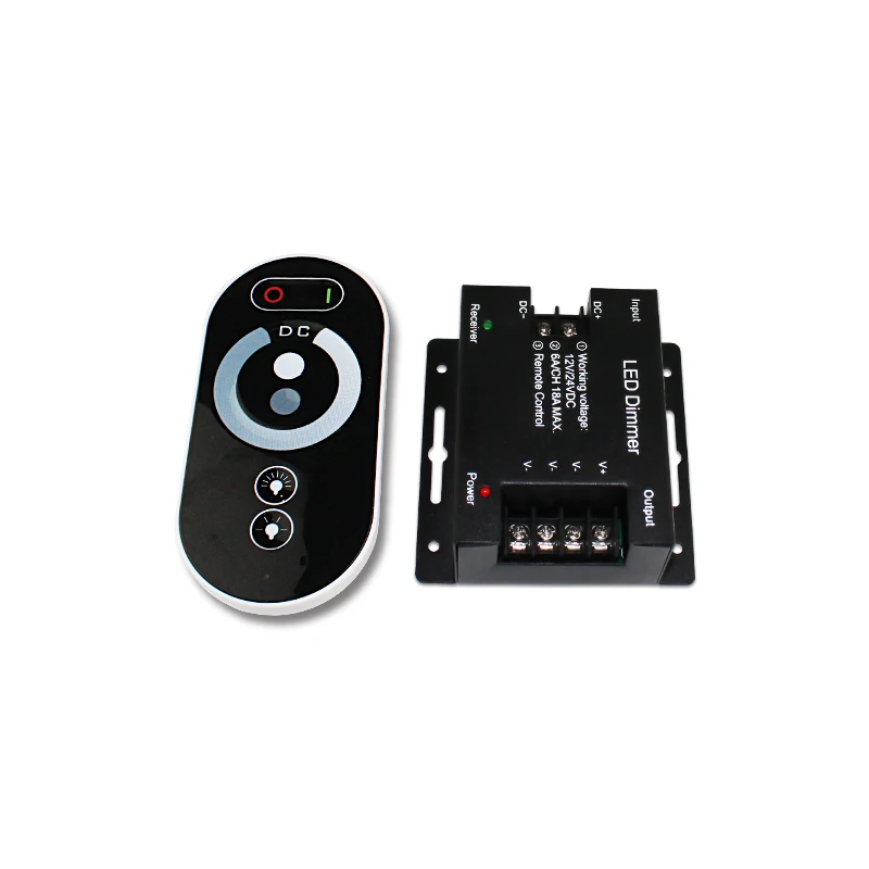 

Single Color LED Controller Dimmer Iron Shell DC 5V 12V 24V 18A 3Channel Wireless RF Touch Remote Controller for LED Strip Light